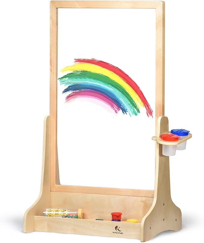 Double-Sided Plexiglass Painting Art Easel, Easy to Clean, Kids Drawing Board On Both Sides, Fun Arts and Crafts Activity for Boys and Girls Indoor and Outdoor