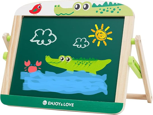Easel for Kids Wooden Whiteboard & Chalkboard Easel Portable Kids Easel Dry Art Easel Double Sided Art Easel for Children 3 +Years Old