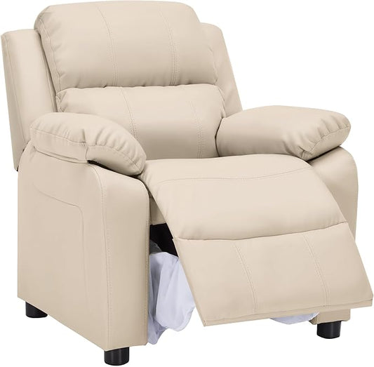 Macaron Kids Reclining Chair Recliner Dual Storage Armrest Leather Sofa Toddler Youth Children Child Ages 2-8