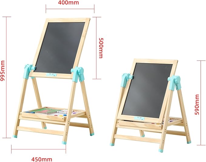 Easel for Kids,Adjustable Toddler Art Easels with LCD Doodle Board,Magnetic White Board and Chalk Board with Art Supplies (ML-0036-002)