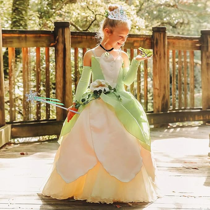 Princess Anna Costume Dress up Accessories for Girls Frozen Anna Cosplay Accessories Christmas Gifts Set Gloves Tiara Crown Necklace Wand Earrings Ring Princess Accessories