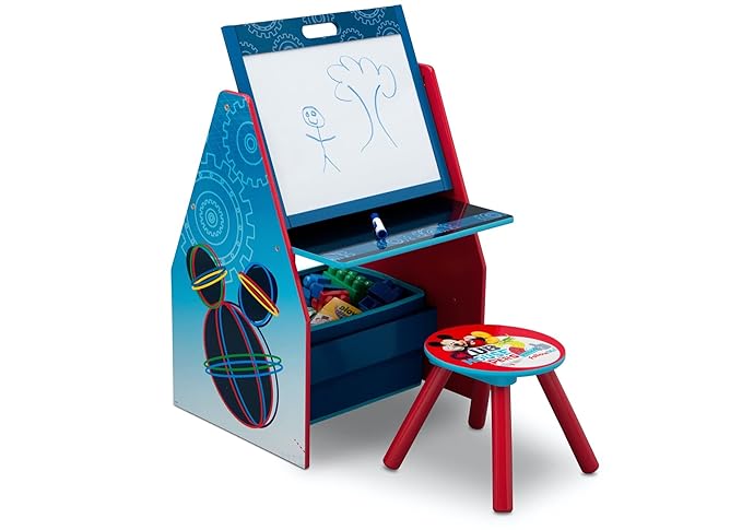 Delta Children Kids Easel and Play Station – Ideal for Arts & Crafts, Drawing, Homeschooling and More - Greenguard Gold Certified, Disney Mickey Mouse