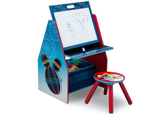 Delta Children Kids Easel and Play Station – Ideal for Arts & Crafts, Drawing, Homeschooling and More - Greenguard Gold Certified, Disney Mickey Mouse