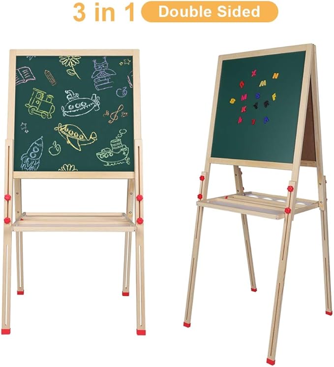 Easel for Kids,Art Easel,Kids Easel,Standing Art Easel, Kids Easel Sturdy Wooden Construction Easy and to Use Play for Office Chalkboard, Paper Roller,Multi Color