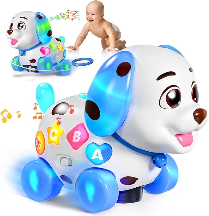 Musical Toy for 1 Year Old Boy Girl, Baby Toys 6-12-18 Months, Puppy Toddler Learning Toy for 1 Year Old Girl Gift, Bilingual Educational Toy with Music Light, 1st Birthday Gift for Toddlers 1-2
