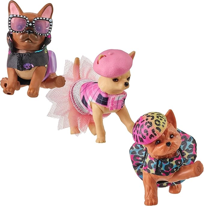 Real Littles - 3 Collectible Micro Puppy Carriers with 3 Micro Puppies and 15 Micro Working Surprises Inside!