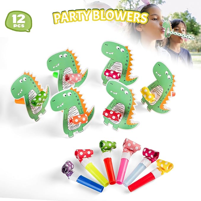Dinosaur Party Favors with Goodie Bags, Party Supplies for 12 Kids, Three Rex Birthday Party Decorations Dino Pinata Stuffers for Boys Girls