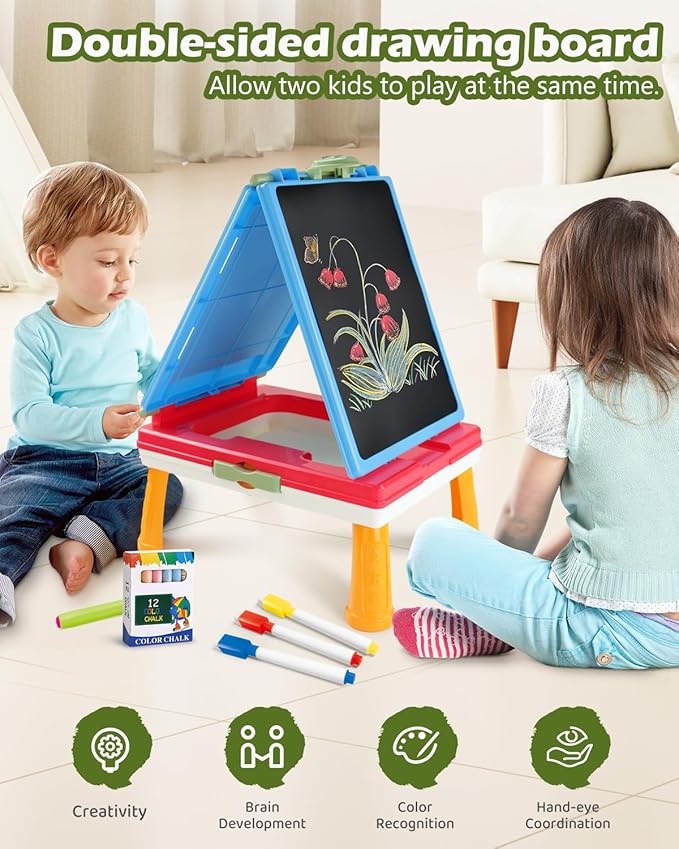 Easel for Kids,Tabletop Easel for Toddler, Foldable 4 in 1 Double Sided Kids Art Easel with Chalkboard & Magnetic Whiteboard,Portable Desktop Drawing Board - Gift for Boys and Girls (Green)