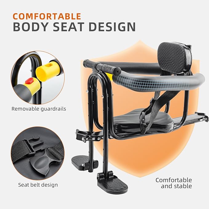 YouTeMei Kids Bike seat, Front Mounted Bike Seat for Adult Bike,Bike Seat Kids for 1-6years Old…