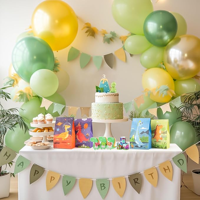 Dinosaur Goodie Bags with Dino Party Favors for Kids, Birthday Party Supplies for Boys Girls (N98)