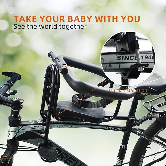 YouTeMei Kids Bike seat, Front Mounted Bike Seat for Adult Bike,Bike Seat Kids for 1-6years Old…