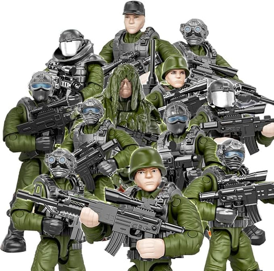 24 PCS Military Forces Building Block Action Mini-Figures Blind Bags with Multiple Military Weapons Accessories Equipment Assembly Building Toys Party Favors for Boys