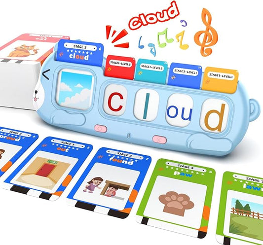 QuTZ Talking Phonics Flash Cards - Mastering Numbers, Letter Sound, Improving Reading Skills by Blending and Segmenting Words, Home School Supplies, Preschool Learning Activities for Toddlers 3-8