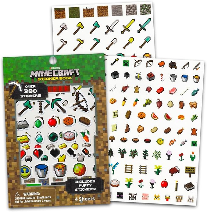 Minecraft Sticker Set ~ Bundle Includes 600+ Minecraft Game Stickers Plus Door Hanger | Minecraft Party Supplies