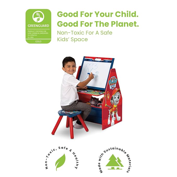 Delta Children Kids Easel and Play Station – Ideal for Arts & Crafts, Homeschooling and More, Nick Jr. PAW Patrol - Greenguard Gold Certified, Drawing