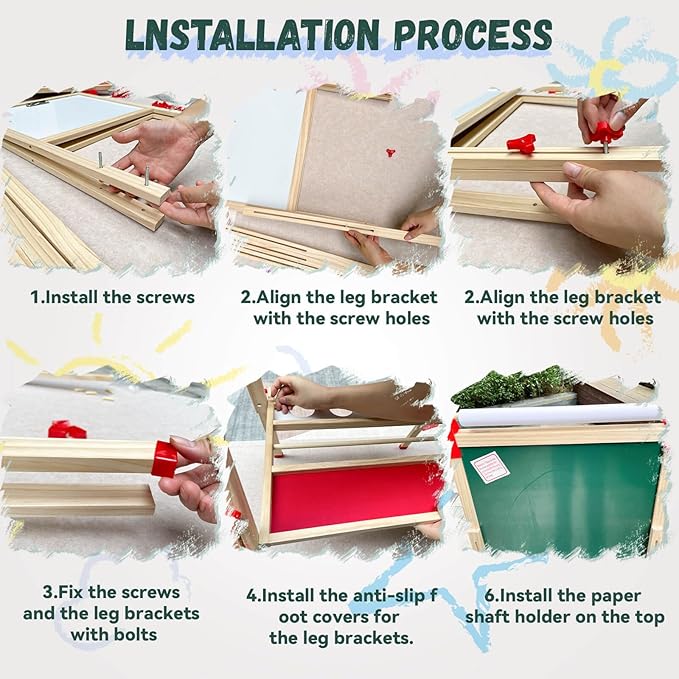 Easel for Kids,Adjustable Wooden Art Easel for Kids,114+ Art Supplies,Double Sided Magnetic Dry Erase Board and Chalkboard,3-in-1 Toddler Art Easels for Aged 3-4,5-7,8-12,2 Paper Rolls