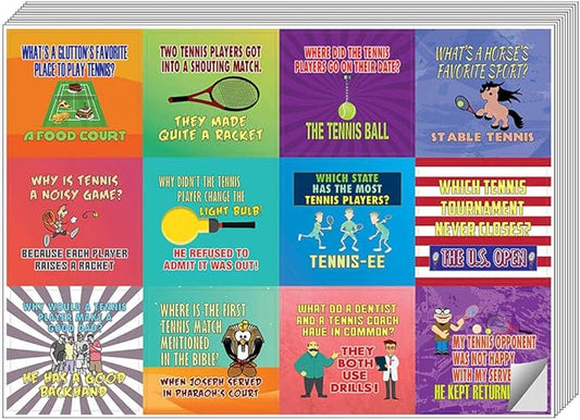 Creanoso Playing Tennis Funny Sports Jokes Stickers (10-Sheet) – Total 120 pcs (10 X 12pcs) Individual Small Size 2.1 x 2. Inches, Waterproof, Unique Designs, Art Decal for Boys & Girls, Children