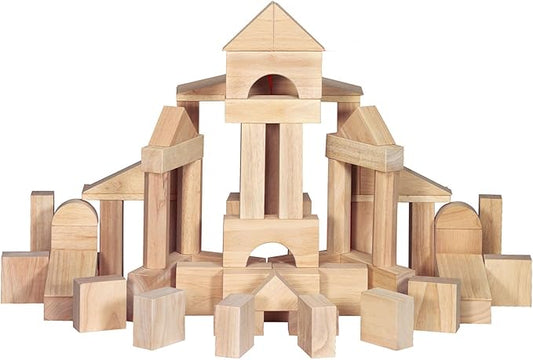 Melissa & Doug Standard Unit Solid-Wood Building Blocks With Wooden Storage Tray (60 pcs) Classic Wooden Blocks For Toddlers Ages 3+