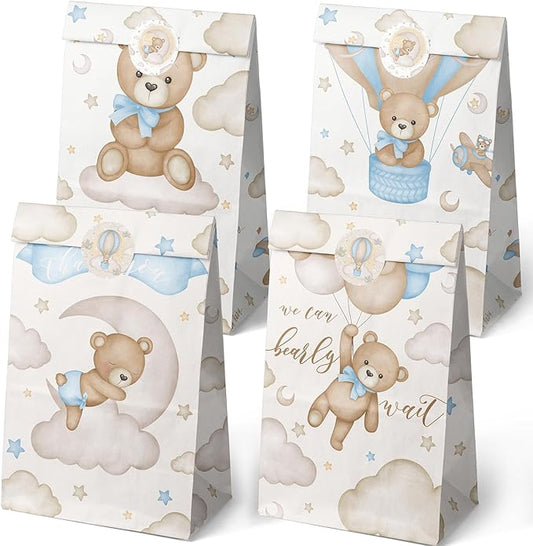 Outego 24 Teddy Bear Party Favor Bags Brown Bear Balloon Baby Shower Goodie Bags Balloon Bear Theme Baby Shower Bags Teddy Bear Baby Shower Decoration