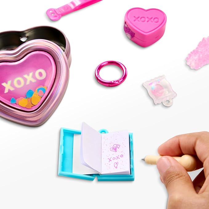 REAL LITTLES Keychain, Tiny Tins with 4 Charms, Real Working Stationery, 6 to Collect, Multicolor