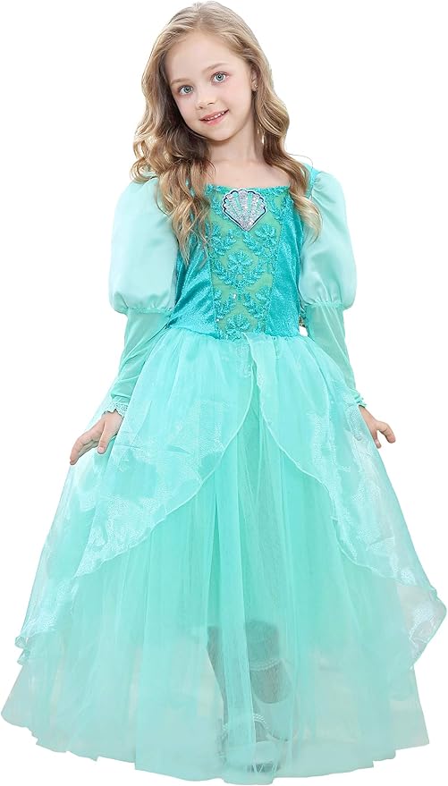 Dressy Daisy Girls Princess Dress Up Costume Mermaid Halloween Xmas Birthday Parties Long Sleeve Size 8-10 Green