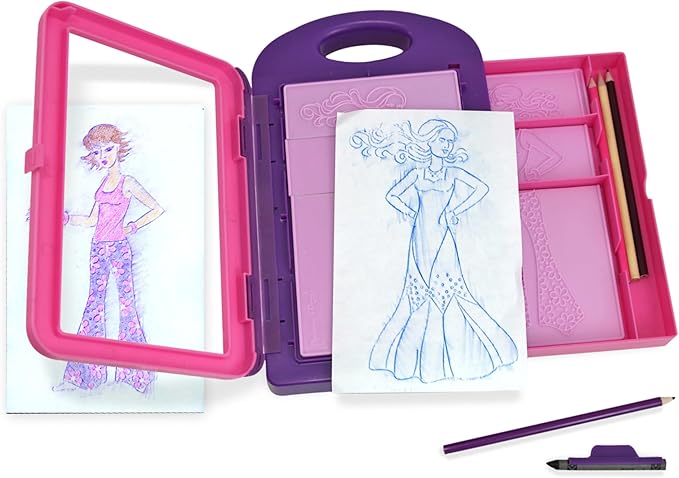 Melissa & Doug Fashion Design Art Activity Kit - 9 Double-Sided Rubbing Plates, 4 Pencils, Crayon - Travel Toys for Kids Ages 5+