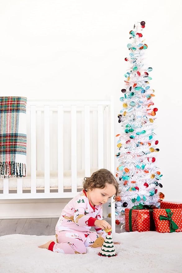 Pearhead Wooden Christmas Tree Stacking Toy, Holiday Nursery Décor & Stacking Rings for Baby, Perfect for Festive Playtime, Seasonal Celebrations, and Christmas-Themed Developmental Fun