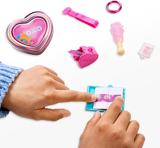 REAL LITTLES Keychain, Tiny Tins with 4 Charms, Real Working Stationery, 6 to Collect, Multicolor