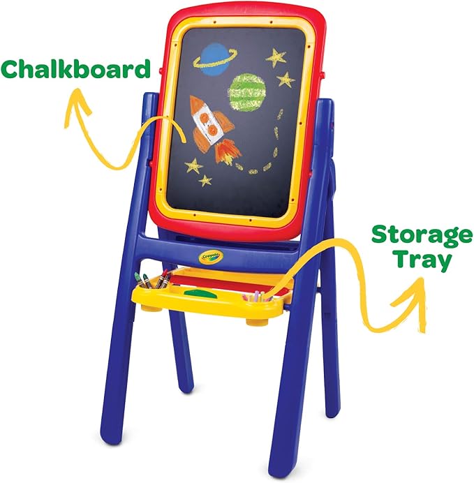 Crayola Qwikflip 2-Sided Easel, Dry Erase Board & Chalkboard, Ideal for Arts & Crafts, Drawing, Homeschooling and More. Age 3, 4, 5, 6, 7