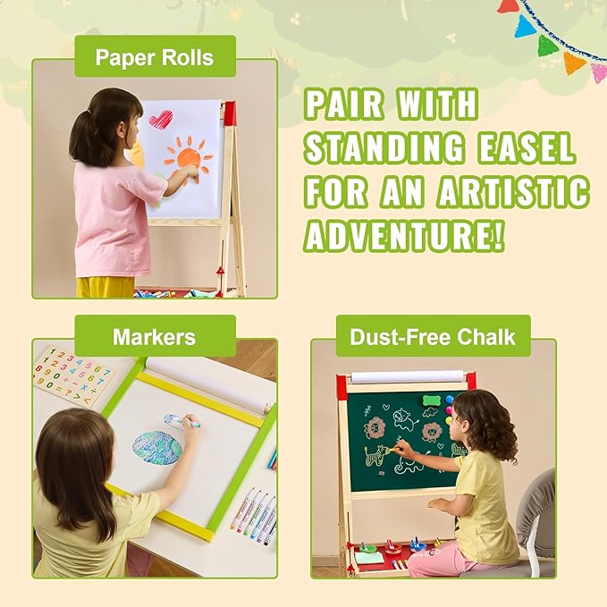 VEVOR Easel Accessory Set, 32 PCS Kid's Art Easel Painting Kit Including Chalks, Dry-Erase Markers & Paper Rolls, Supplies Set for Standing Art Easel, Painting Accessories for Toddlers Boys and Girls