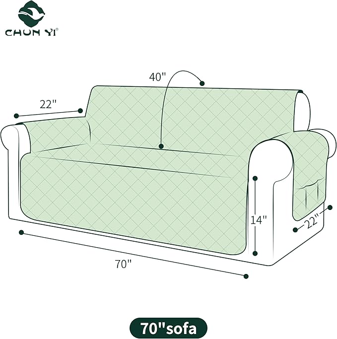 CHUN YI Couch Cover, Water Resistant Slipcover for 3 Cushion Sofa, Washable Sofa Cover with Adjustable Strap Storage Pocket for Living Room Dog Pet (Sofa, Black)