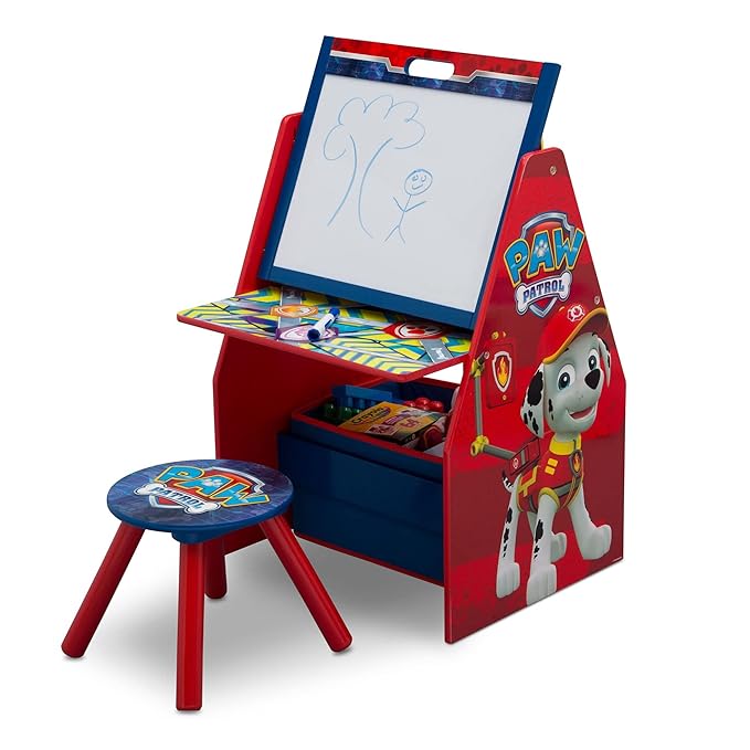 Delta Children Kids Easel and Play Station – Ideal for Arts & Crafts, Homeschooling and More, Nick Jr. PAW Patrol - Greenguard Gold Certified, Drawing
