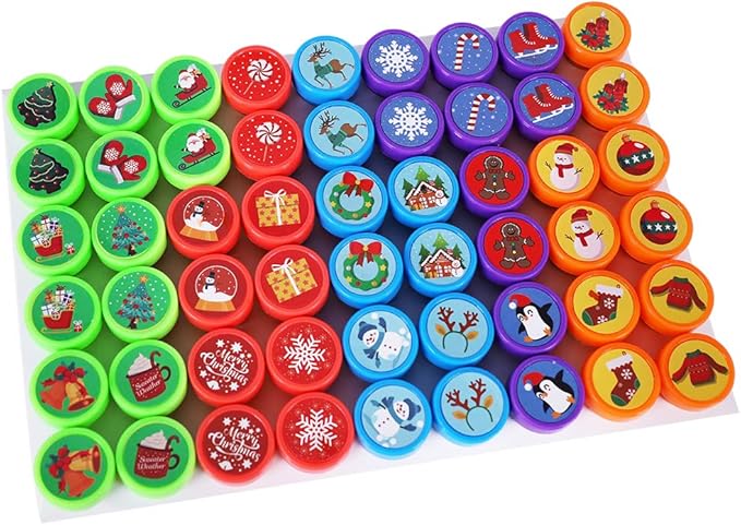 Max Fun 108Pcs Christmas Assorted Stamps for Kids Christmas Party Favors Supplies Christmas Goodies Bags Stuffers Christmas Stocking Stuffers Classroom Game Reward Prizes(Christmas Stamper)