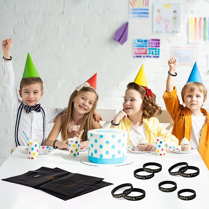 Wizard Birthday Party Favor Supplies, Magical Plastic Goody Bags Fillers and Silicone Wrist Bands Harry Halloween Theme Gifts 25 Pack (Bands)