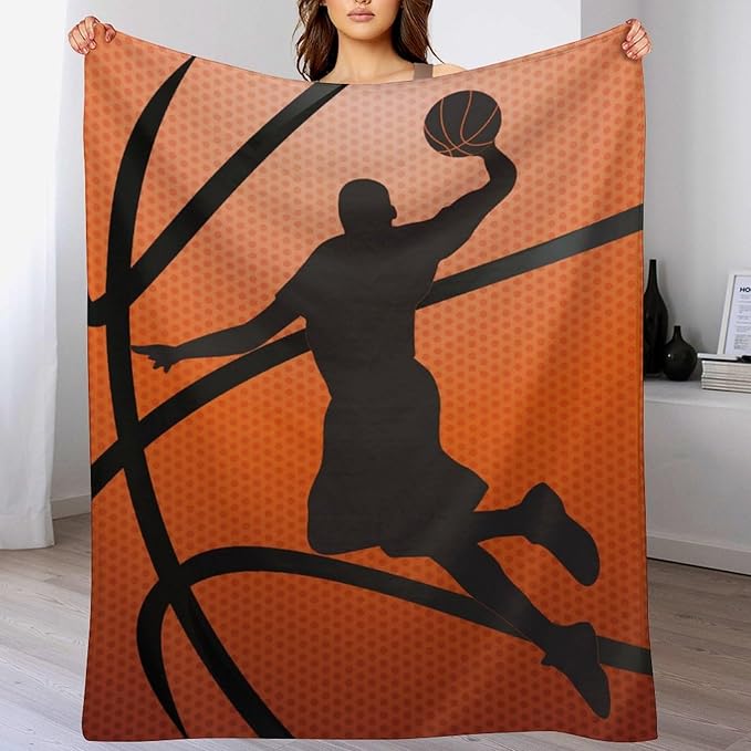 Basketball Throw Blanket - Soft Flannel Sports Basketball Blankets for Teens Adults Women Men Basketball Lovers - Warm Basketball Throw Blankets for All Season Lap, Chair, Sofa - 70"x50"
