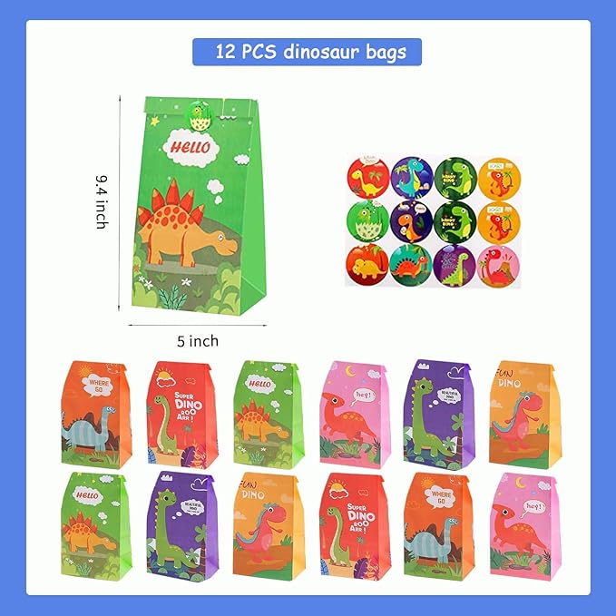 XIPEGPA Dinosaur Party Favors Dinosaur Birthday Party Supplies Dinosaur Goodie Bags for Boys Girls Birthday Dinosaur Bags Fillers Dinosaur Themed Party Toys