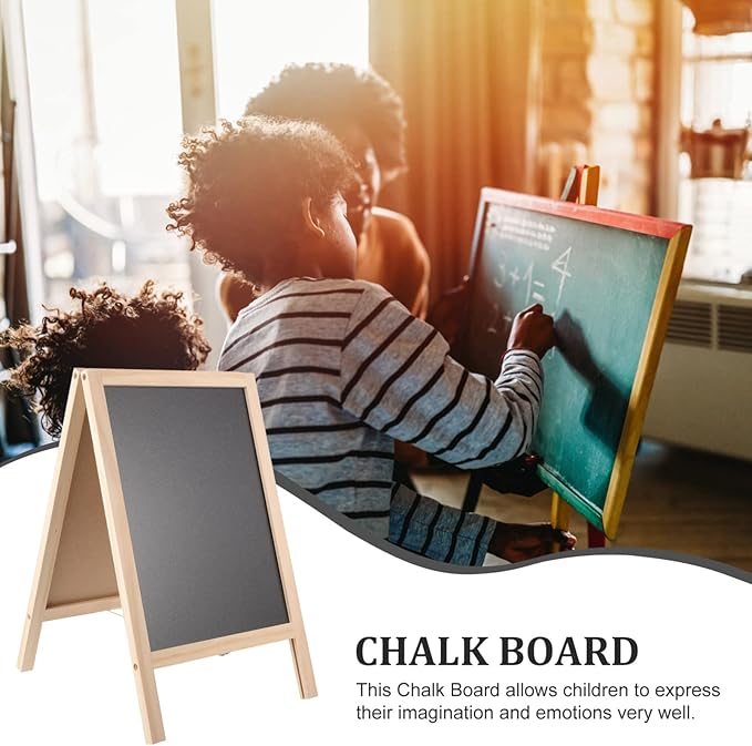 Toyvian Chalkboard Decor Standing Art Easel for, Double-Sided Wooden Blackboard, Drawing Chalkboard, Magnetic Whiteboard, Dry Erase Board, Water Marker and Accessories Wedding