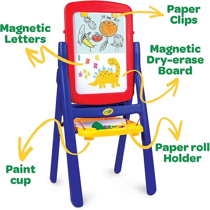 Crayola Qwikflip 2-Sided Easel, Dry Erase Board & Chalkboard, Ideal for Arts & Crafts, Drawing, Homeschooling and More. Age 3, 4, 5, 6, 7