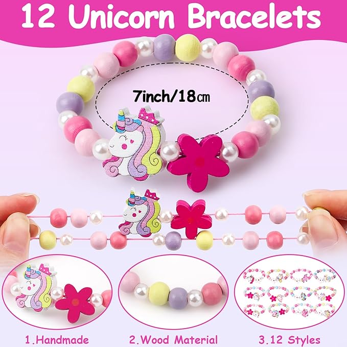 Unicorn Hair Accessories & Bracelet for Girl, Unicorn Hair Extension Clip Headband Bracelet, Unicorn Birthday Party Favors Supplies, Unicorn Costume Accessories Gift for Girl