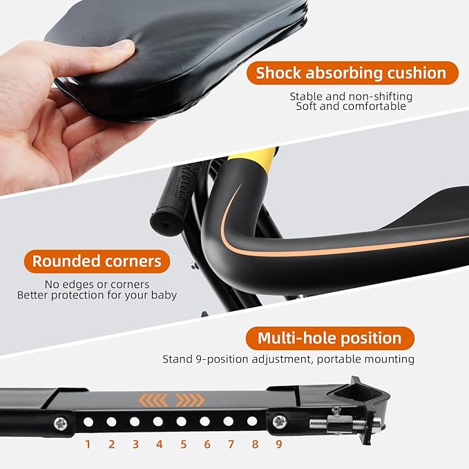 YouTeMei Kids Bike seat, Front Mounted Bike Seat for Adult Bike,Bike Seat Kids for 1-6years Old…