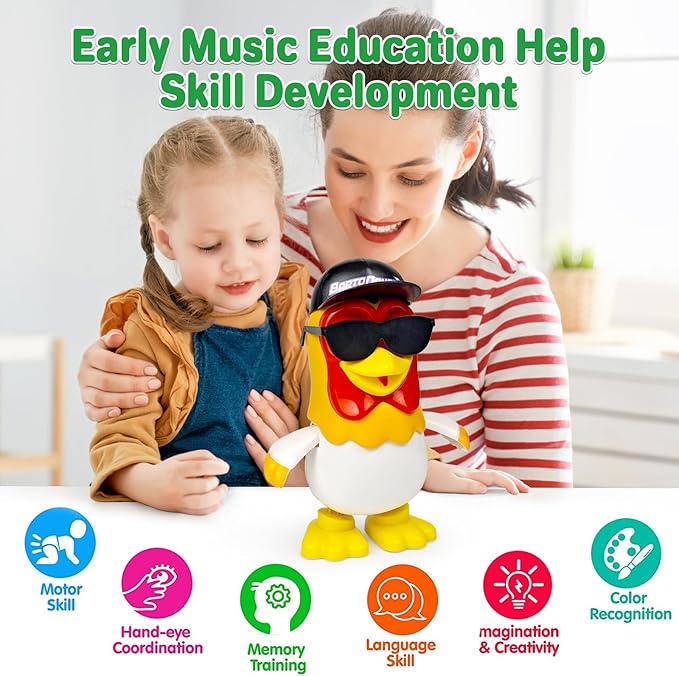 TOYMAKER La Granja de Zenon Black Hats Bartolito Chicken Baby Toys Dancing Toddlers Toys，Music Kids Interactive Early Learning Educational Toys for 1 2 3 4 Year Old Boys Girls Birthday and Christmas