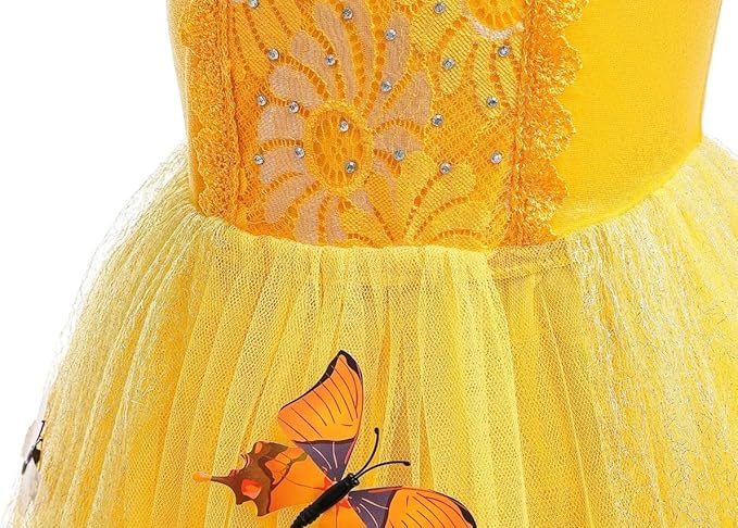 Dressy Daisy Girls' Princess Fancy Dress Up Costume Christmas Halloween Outfit Butterfly Size 6X-8 Yellow