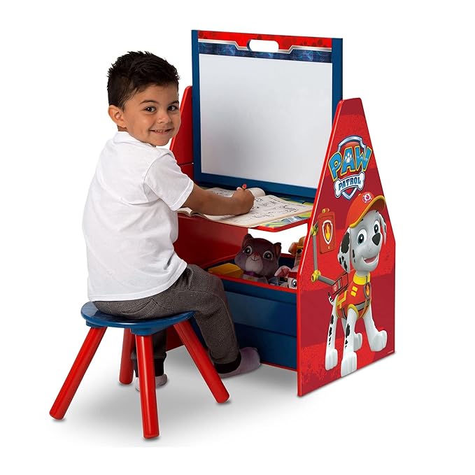 Delta Children Kids Easel and Play Station – Ideal for Arts & Crafts, Homeschooling and More, Nick Jr. PAW Patrol - Greenguard Gold Certified, Drawing