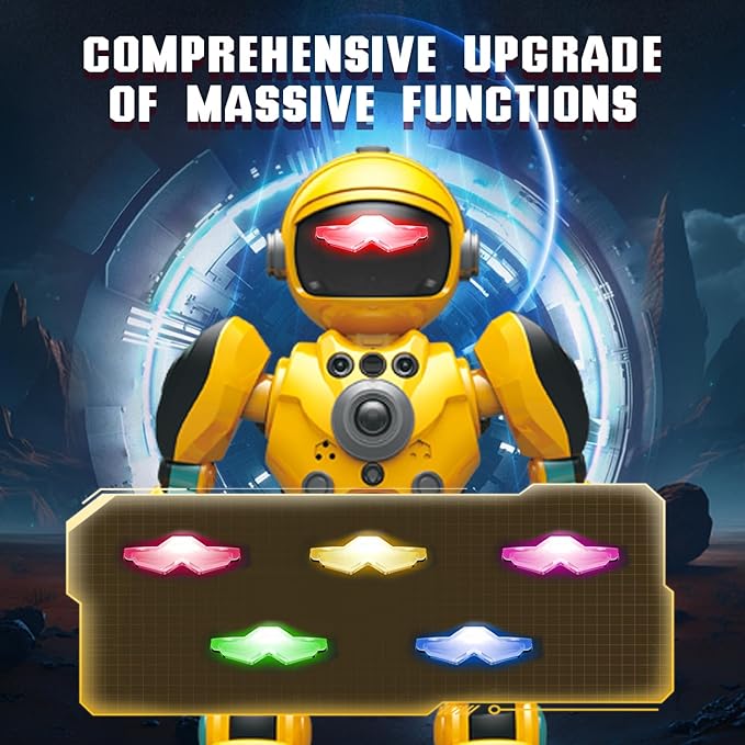 RC Robot Toys for Kids Ages 3 4 5-7 Year Old Magic Record Voice Function, Remote Control Robots Toy for Boys and Girls Programmable Music Dance Interactive Warrior Robo Birthday Gift for Toddler