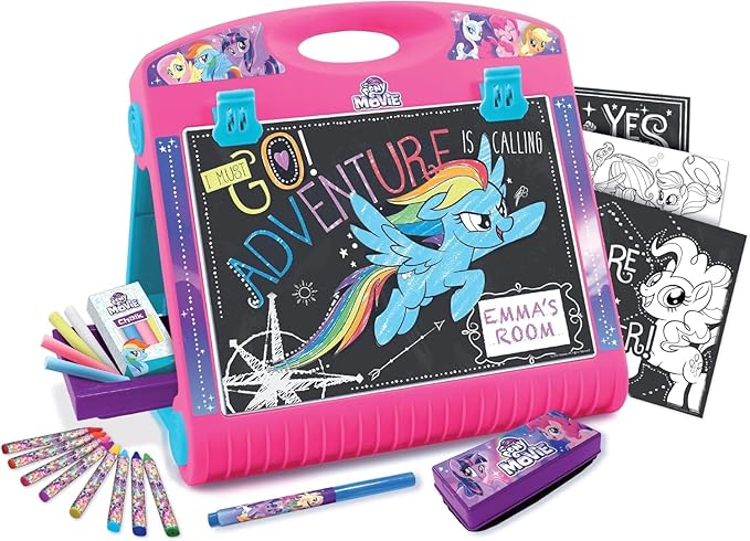 My Little Pony 3-in-1 Art Easel for Kids - Chalkboard, White Board & Storage, Artist Room Essentials
