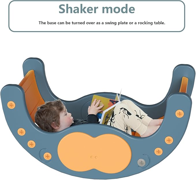 Children's Indoor Climbing Slideway Swing Playground 4-in-1 Function: Slide, Rock Climbing, Balance Board and Cradle Safe and Solid Montessori Toys Blue（1 Climbing Frame+2 Sliding Plate）