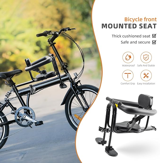 YouTeMei Kids Bike seat, Front Mounted Bike Seat for Adult Bike,Bike Seat Kids for 1-6years Old…