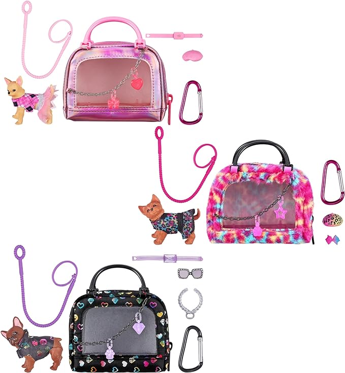 Real Littles - 3 Collectible Micro Puppy Carriers with 3 Micro Puppies and 15 Micro Working Surprises Inside!