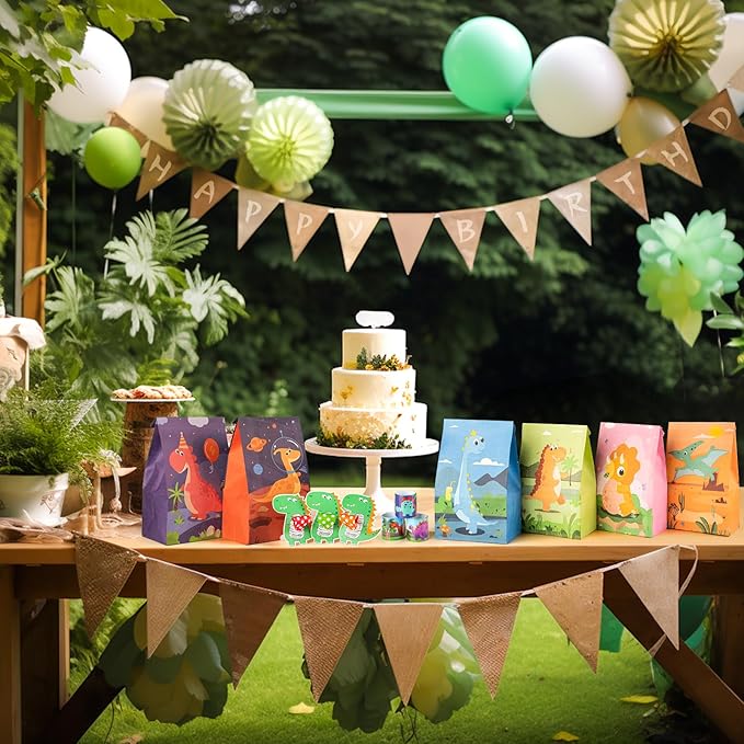 Dinosaur Goodie Bags with Dino Party Favors for Kids, Birthday Party Supplies for Boys Girls (N98)