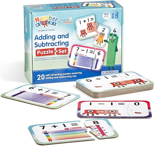 hand2mind Numberblocks Adding and Subtracting Puzzle Set, Addition and Subtraction Games, Number Puzzle, Matching Game, Preschool Math Toys, Toddler Educational Toys, Easter Basket Stuffers for Kids